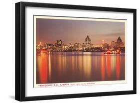 Night Skyline, Vancouver, British Columbia-null-Framed Art Print