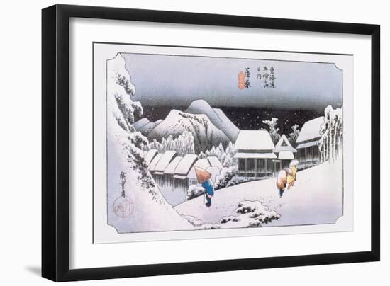 Night Snow at Kambara-Ando Hiroshige-Framed Art Print