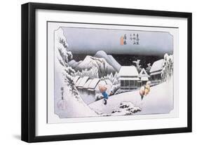 Night Snow at Kambara-Ando Hiroshige-Framed Art Print