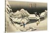 Night Snow at Kanbara, C. 1833-Utagawa Hiroshige-Stretched Canvas