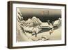 Night Snow at Kanbara, C. 1833-Utagawa Hiroshige-Framed Giclee Print