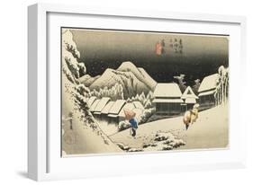 Night Snow at Kanbara, C. 1833-Utagawa Hiroshige-Framed Giclee Print