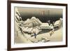 Night Snow at Kanbara, C. 1833-Utagawa Hiroshige-Framed Giclee Print