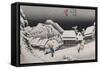 Night Snow, Kambara', from the Series 'The Fifty-Three Stations of the Tokaido'-Utagawa Hiroshige-Framed Stretched Canvas