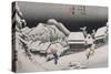 Night Snow, Kambara', from the Series 'The Fifty-Three Stations of the Tokaido'-Utagawa Hiroshige-Stretched Canvas