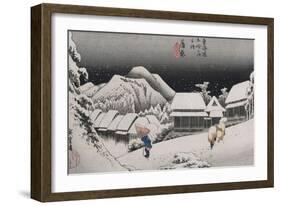 Night Snow, Kambara', from the Series 'The Fifty-Three Stations of the Tokaido'-Utagawa Hiroshige-Framed Giclee Print