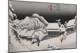 Night Snow, Kambara', from the Series 'The Fifty-Three Stations of the Tokaido'-Utagawa Hiroshige-Mounted Giclee Print