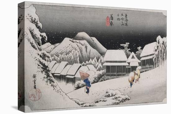 Night Snow, Kambara', from the Series 'The Fifty-Three Stations of the Tokaido'-Ando Hiroshige-Stretched Canvas