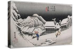 Night Snow, Kambara', from the Series 'The Fifty-Three Stations of the Tokaido'-Ando Hiroshige-Stretched Canvas