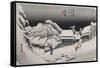 Night Snow, Kambara', from the Series 'The Fifty-Three Stations of the Tokaido'-Ando Hiroshige-Framed Stretched Canvas