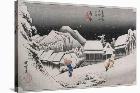 Night Snow, Kambara', from the Series 'The Fifty-Three Stations of the Tokaido'-Ando Hiroshige-Stretched Canvas