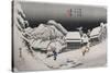 Night Snow, Kambara', from the Series 'The Fifty-Three Stations of the Tokaido'-Ando Hiroshige-Stretched Canvas