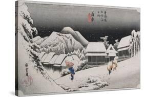 Night Snow, Kambara', from the Series 'The Fifty-Three Stations of the Tokaido'-Ando Hiroshige-Stretched Canvas