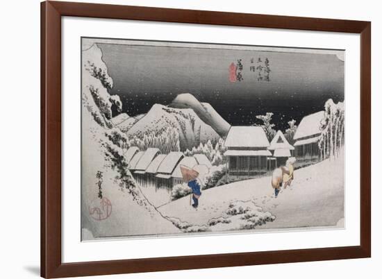 Night Snow, Kambara', from the Series 'The Fifty-Three Stations of the Tokaido'-Ando Hiroshige-Framed Giclee Print