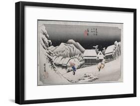 Night Snow, Kambara, Illustration from the Series 'Fifty-Three Stations on the Tokaido', C.1834-35-Ando Hiroshige-Framed Giclee Print