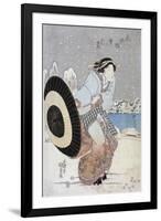 Night Snow Scene at Motonoyanagi Bridge-Utagawa Toyokuni-Framed Giclee Print