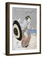 Night Snow Scene at Motonoyanagi Bridge-Utagawa Toyokuni-Framed Giclee Print