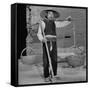 Night Soil Collector on Way to Work Armed with Long Spade and Baskets-null-Framed Stretched Canvas