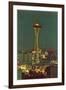 Night, Space Needle, Seattle, Washington-null-Framed Art Print