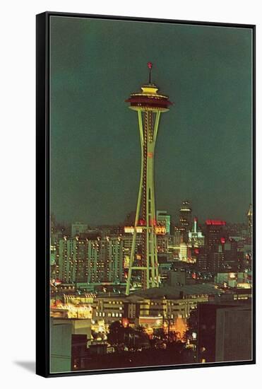 Night, Space Needle, Seattle, Washington-null-Framed Stretched Canvas