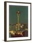 Night, Space Needle, Seattle, Washington-null-Framed Art Print