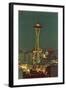 Night, Space Needle, Seattle, Washington-null-Framed Art Print