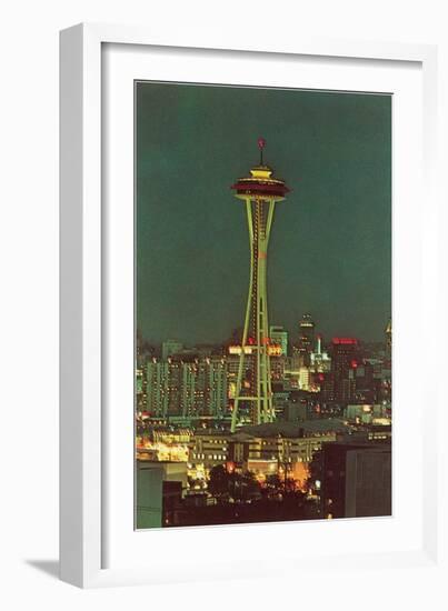 Night, Space Needle, Seattle, Washington-null-Framed Art Print