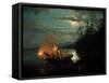 Night Spear Fishing on the Kroderen Lake-Hans Gude-Framed Stretched Canvas