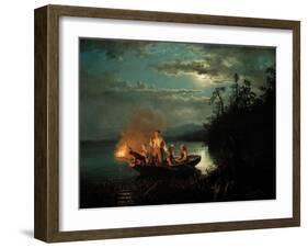 Night Spear Fishing on the Kroderen Lake-Hans Gude-Framed Giclee Print