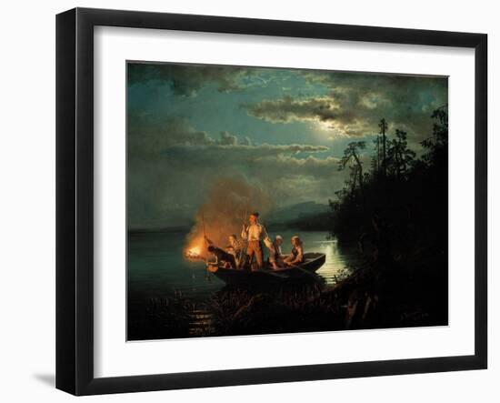 Night Spear Fishing on the Kroderen Lake-Hans Gude-Framed Giclee Print