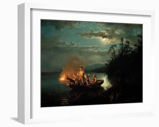 Night Spear Fishing on the Kroderen Lake-Hans Gude-Framed Giclee Print