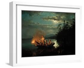 Night Spear Fishing on the Kroderen Lake-Hans Gude-Framed Giclee Print