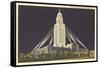 Night, State Capitol, Lincoln, Nebraska-null-Framed Stretched Canvas