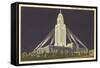 Night, State Capitol, Lincoln, Nebraska-null-Framed Stretched Canvas