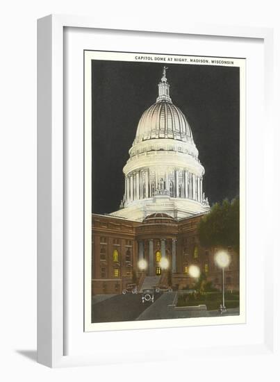 Night, State Capitol, Madison, Wisconsin-null-Framed Art Print