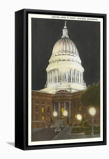 Night, State Capitol, Madison, Wisconsin-null-Framed Stretched Canvas