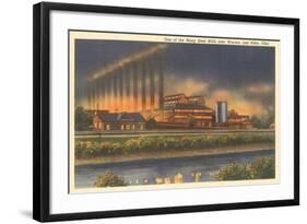 Night, Steel Mills, Niles, Ohio-null-Framed Art Print