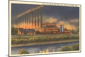 Night, Steel Mills, Niles, Ohio-null-Mounted Art Print