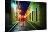 Night Street Scenic In Old San Juan-George Oze-Stretched Canvas