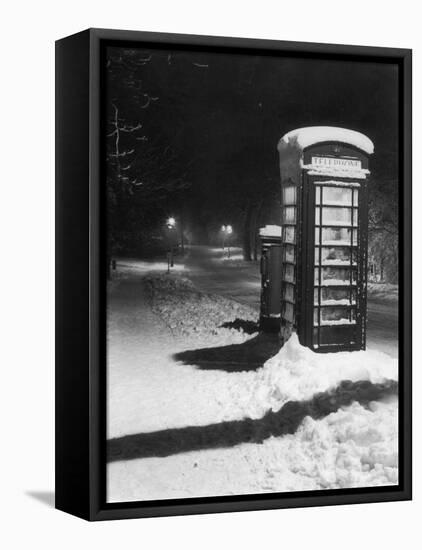 Night Study after a Fall of Snow Showing a Telephone Kiosk-null-Framed Stretched Canvas