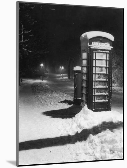 Night Study after a Fall of Snow Showing a Telephone Kiosk-null-Mounted Photographic Print