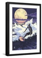 Night Surfer-Lantern Press-Framed Art Print