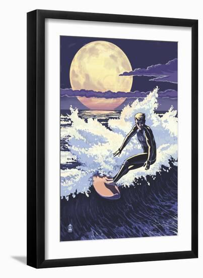 Night Surfer-Lantern Press-Framed Art Print