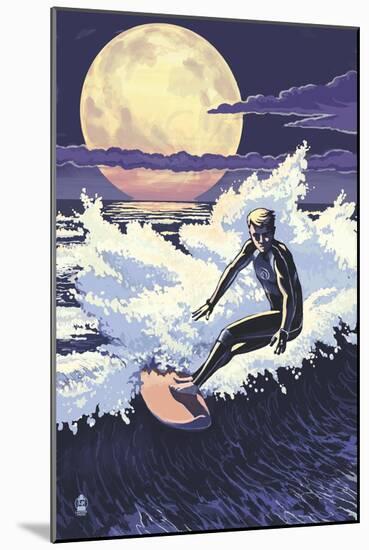 Night Surfer-Lantern Press-Mounted Art Print