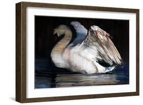 Night Swan, 2022, (pastel on paper)-Mark Adlington-Framed Giclee Print