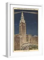 Night, Terminal Tower, Cleveland, Ohio-null-Framed Art Print