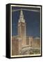 Night, Terminal Tower, Cleveland, Ohio-null-Framed Stretched Canvas