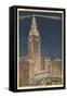 Night, Terminal Tower, Cleveland, Ohio-null-Framed Stretched Canvas