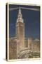 Night, Terminal Tower, Cleveland, Ohio-null-Stretched Canvas