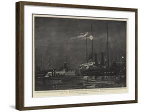 Night, the Royal Yacht Alberta in Portsmouth Harbour-Charles Edward Dixon-Framed Giclee Print